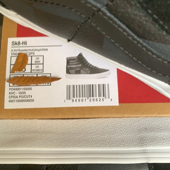 VANS SK8-Hi LEATHER/SUEDE CHECKERBOARD ASPHALT WMN - Picture 14 of 15